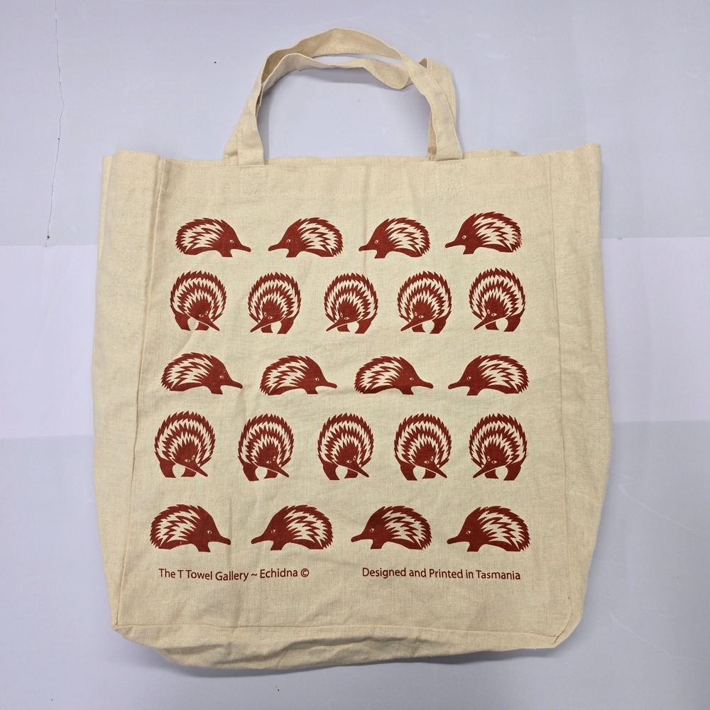 The T Towel Gallery Echidna Tote Bag Tasmania Printed Tan Canvas‎ Cotton Bag